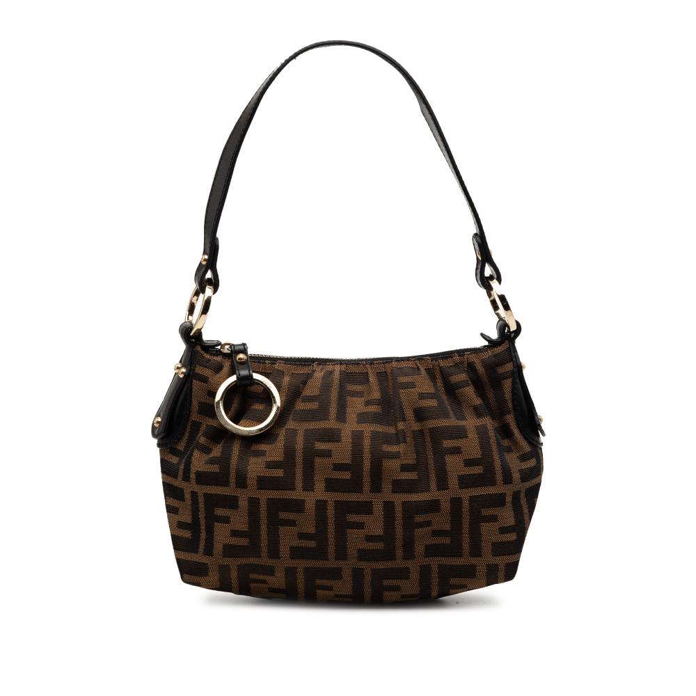 Fendi AB Fendi Brown Canvas Fabric Zucca Shoulder Bag Italy