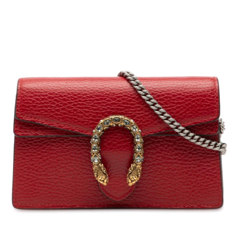Gucci AB Gucci Red Calf Leather Mini Dionysus Crossbody Italy