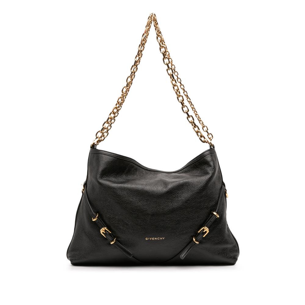 Givenchy AB Givenchy Black Calf Leather Medium Voyou Chain Crossbody Italy