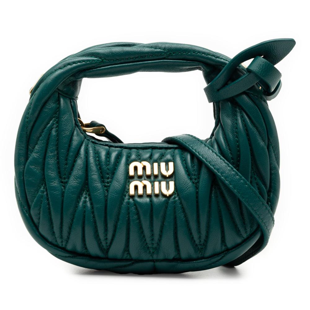 Miu Miu AB Miu Miu Green Dark Green Nappa Leather Leather Micro Nappa Matelasse Wander Bag Romania