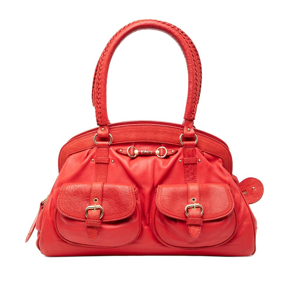 Christian Dior B Dior Red Calf Leather Large skin My Dior Frame Handbag Italy