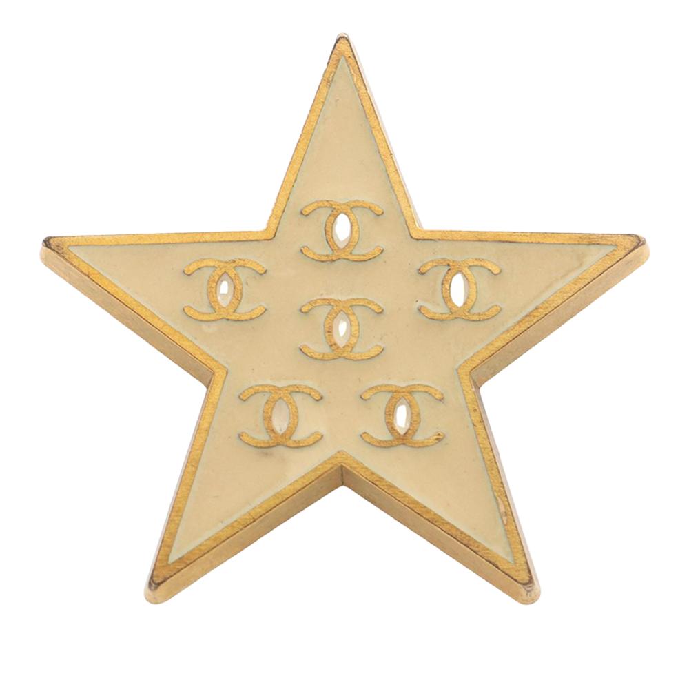 Chanel B Chanel Gold Gold Plated Metal CC Enamel Star Brooch France