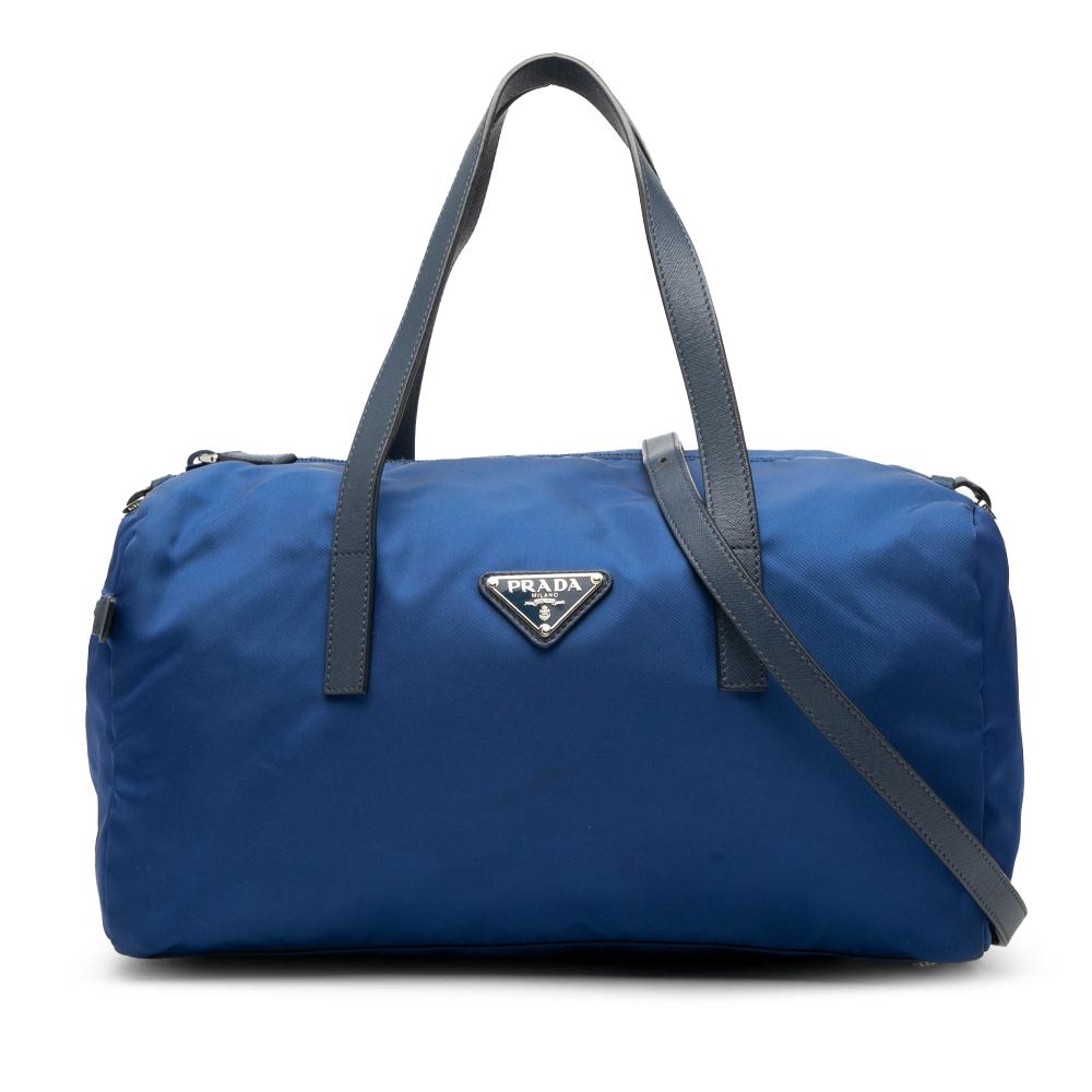 Prada B Prada Blue Nylon Fabric Tessuto Satchel Italy