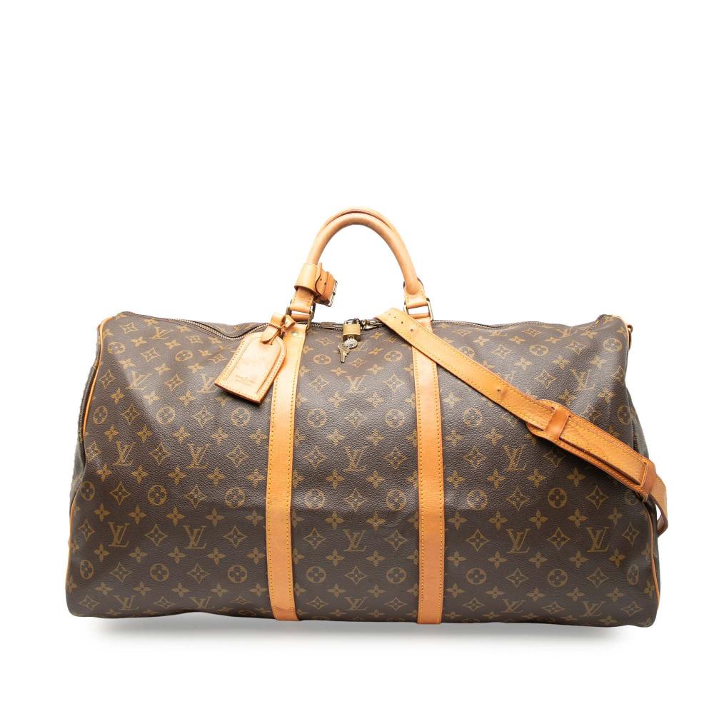 Louis Vuitton B Louis Vuitton Brown Monogram Canvas Fabric Monogram Keepall Bandouliere 60 France
