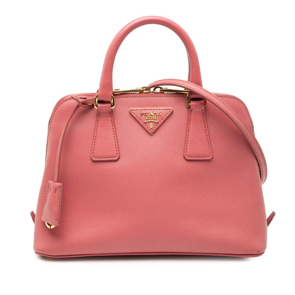 Prada B Prada Pink Saffiano Leather Small Lux Promenade Satchel Italy