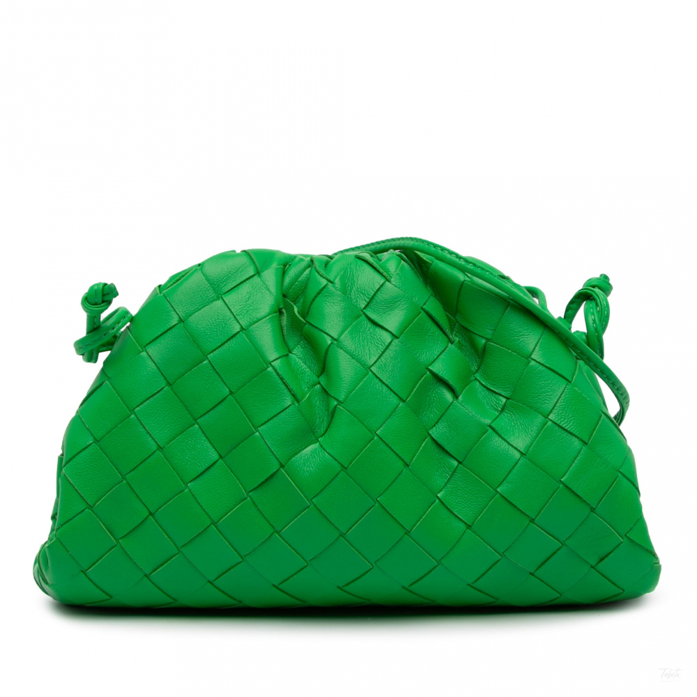 Bottega Veneta Clutch Nappa Leather Intrecciato Bag Green
