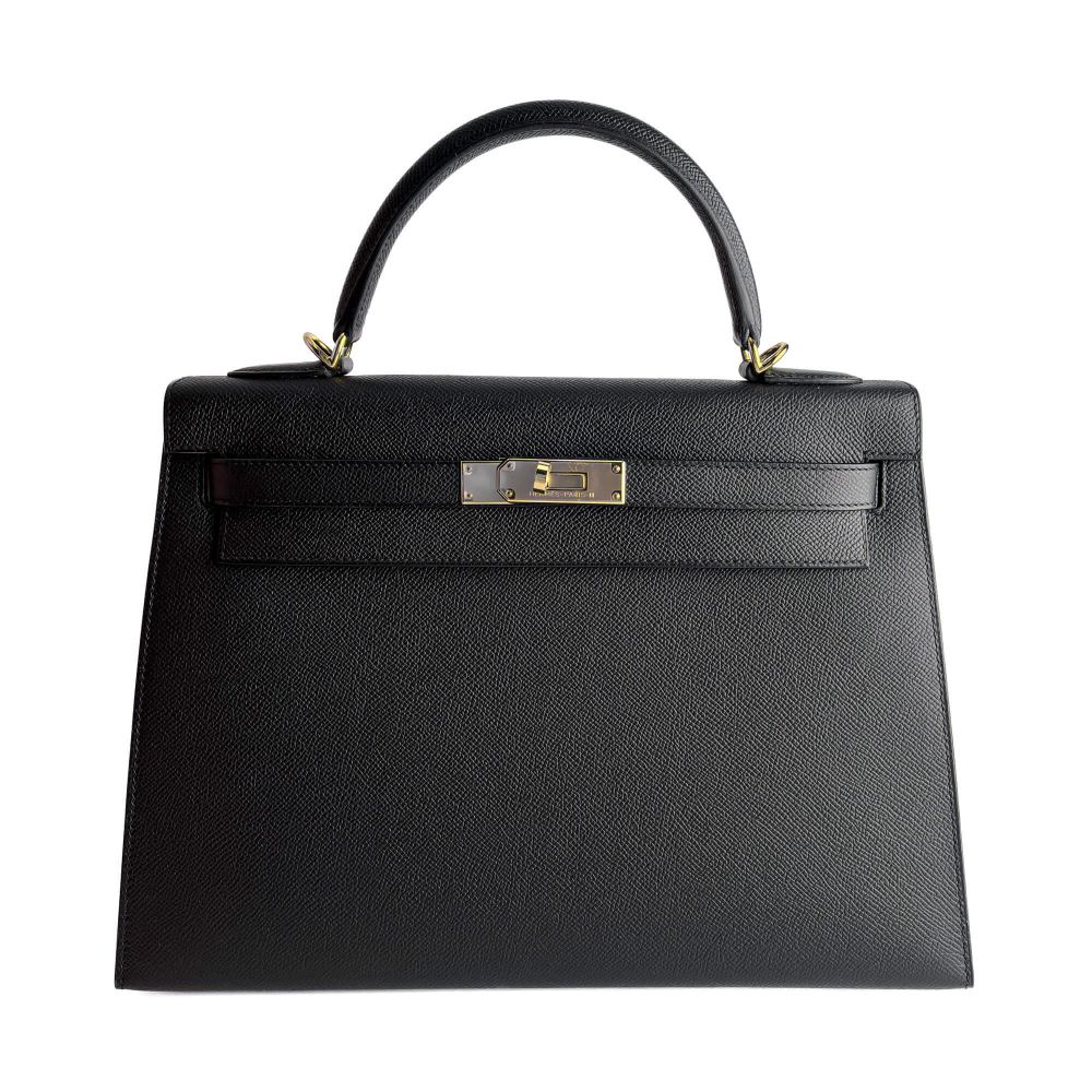 Hermès Kelly 32 Epsom Leather Sellier Top-handle Handbag Black