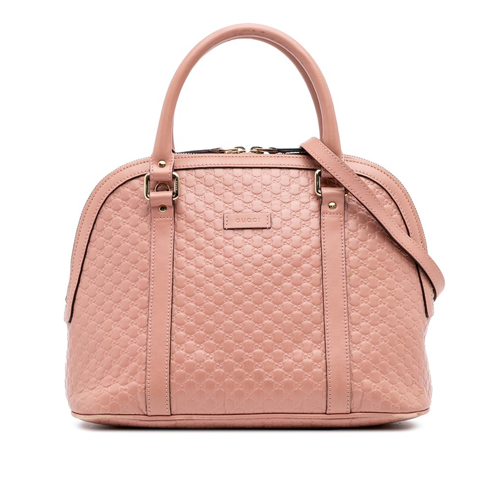 Gucci B Gucci Pink Calf Leather Medium Microguccissima Dome Satchel Italy