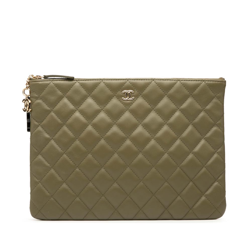 Chanel Green Medium Quilted Lambskin Cuba La Habana O Case Clutch Italy