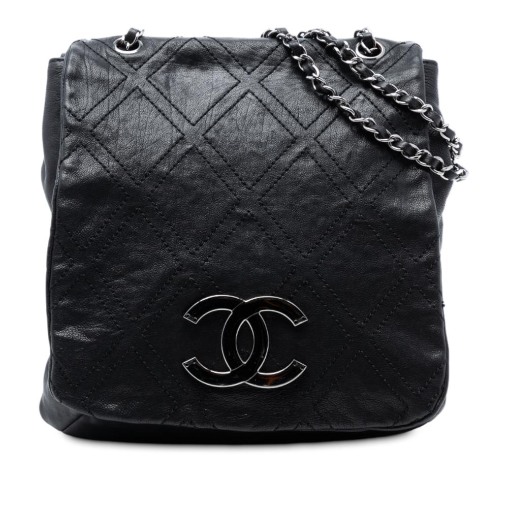 Chanel AB Chanel Black Calf Leather Large skin Diamond Stitch Crossbody Italy