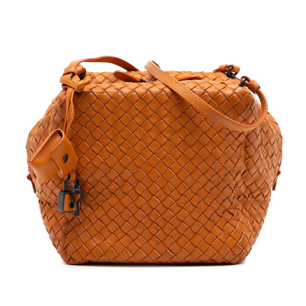 Bottega Veneta B Bottega Veneta Orange Nappa Leather Leather Nappa Intrecciato Cube Crossbody Italy
