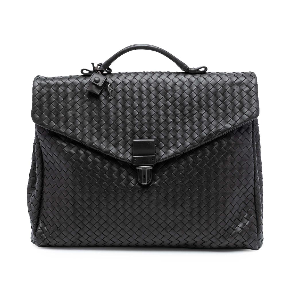 Bottega Veneta B Bottega Veneta Brown Dark Brown Nappa Leather Leather Nappa Intrecciato Briefcase Italy