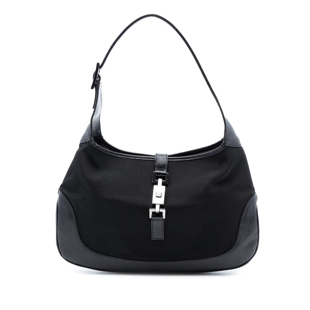 Gucci AB Gucci Black Canvas Fabric Jackie Shoulder Bag Italy