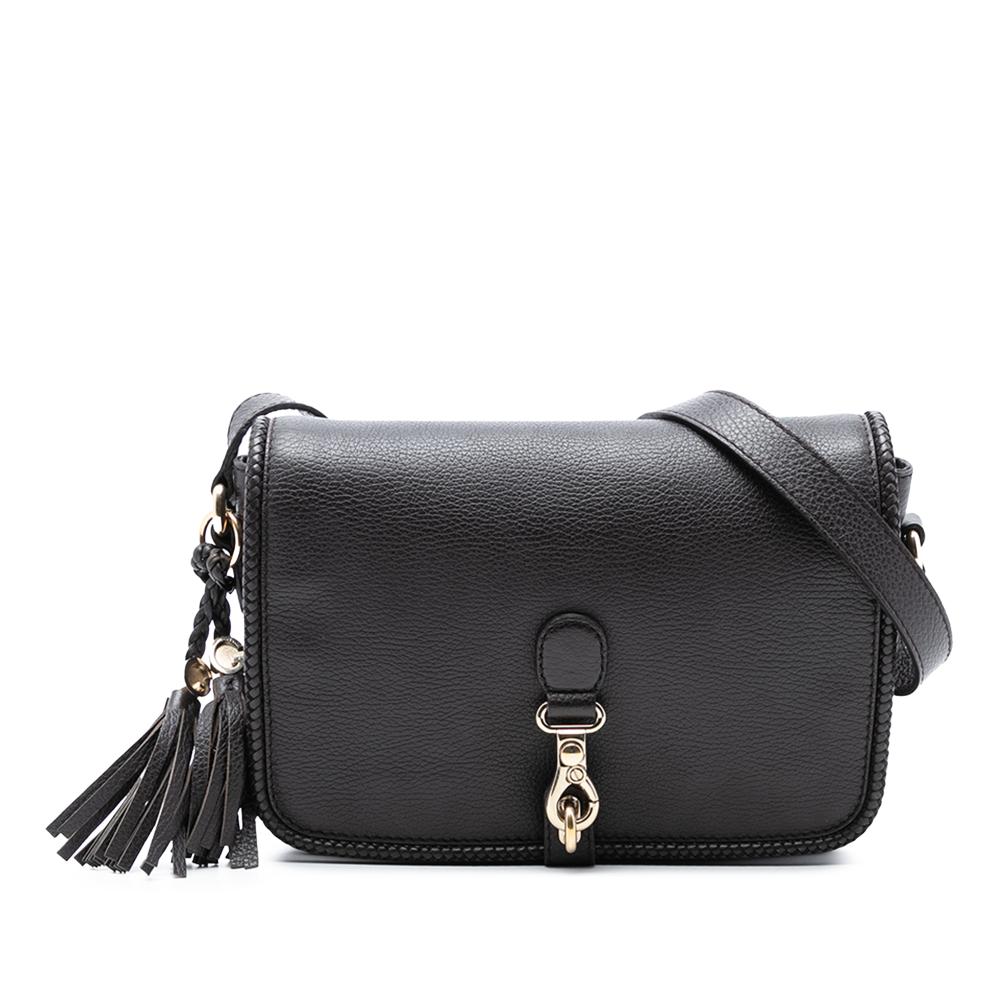 Gucci B Gucci Black Calf Leather Marrakech Crossbody Italy