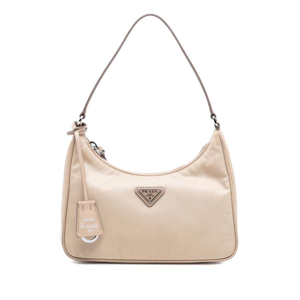 Prada AB Prada Brown Light Beige Nylon Fabric Re Re Edition 2005 Satchel Italy