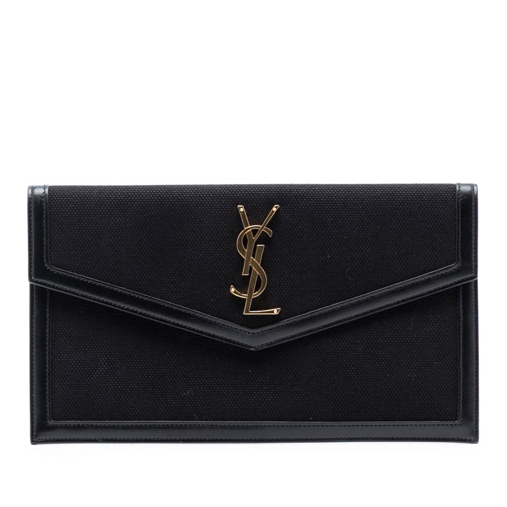 Saint Laurent AB Saint Laurent Black Canvas Fabric Monogram Uptown Pouch Italy