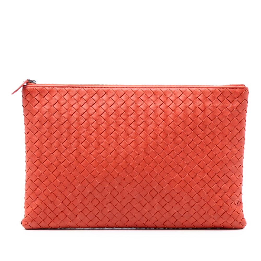 Bottega Veneta B Bottega Veneta Orange Red Orange Nappa Leather Leather Nappa Intrecciato Clutch Italy