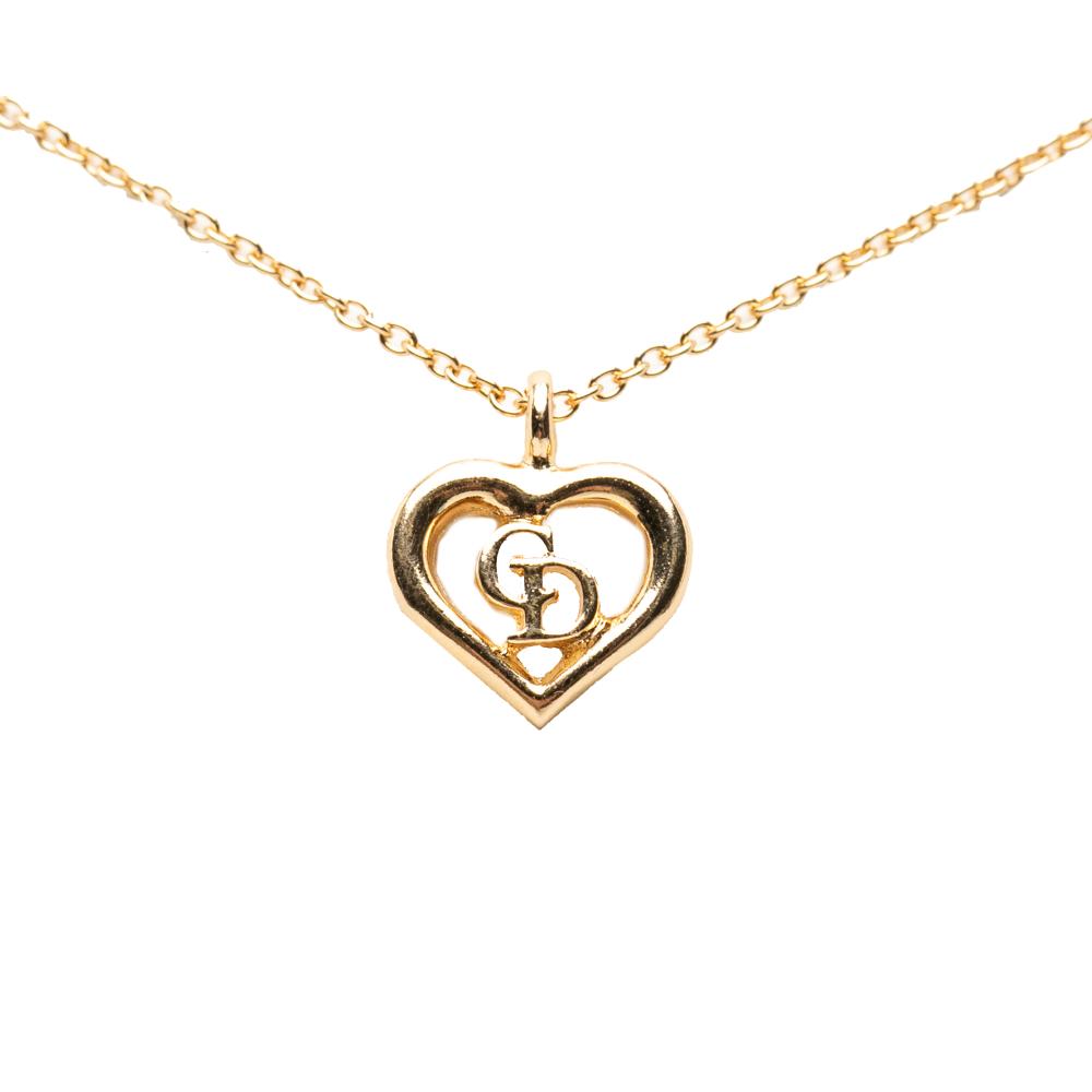 Christian Dior B Dior Gold Gold Plated Metal CD Heart Pendant Necklace France