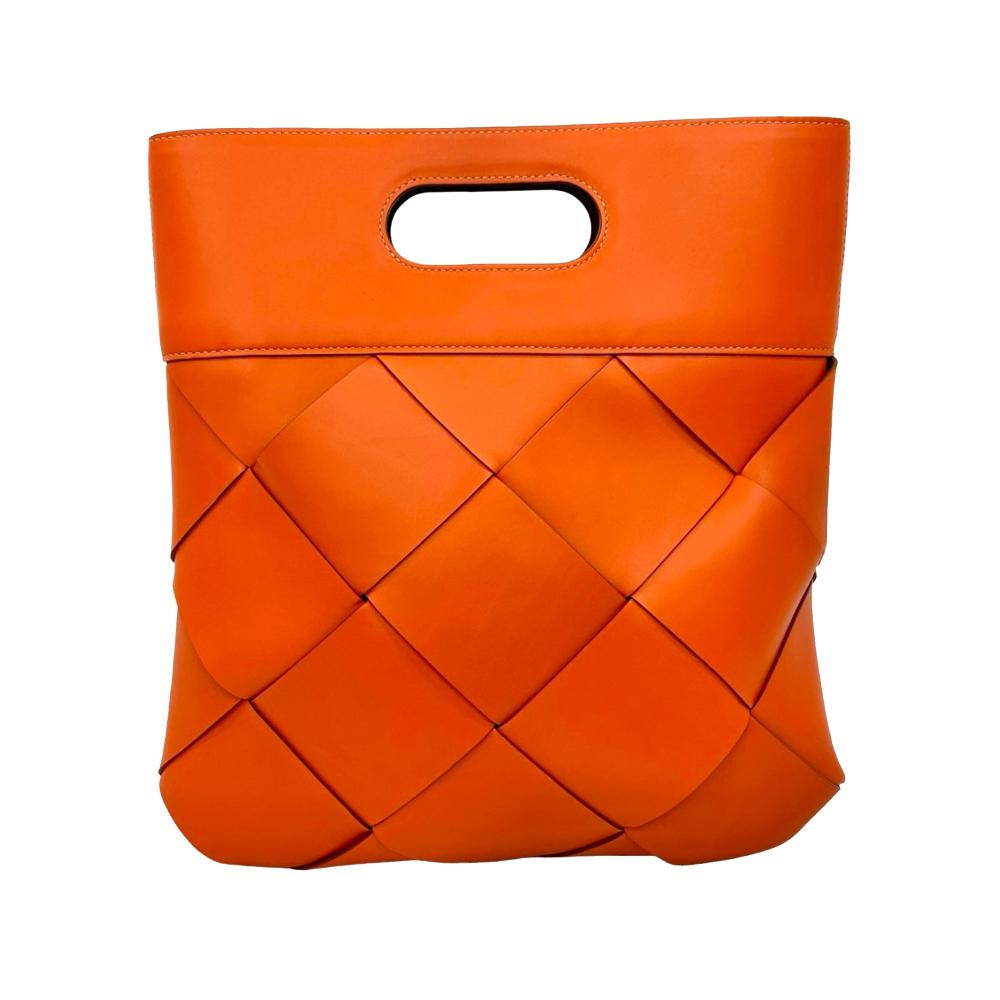 Bottega Veneta AB Bottega Veneta Orange Calf Leather Small French skin Slip Tote Italy