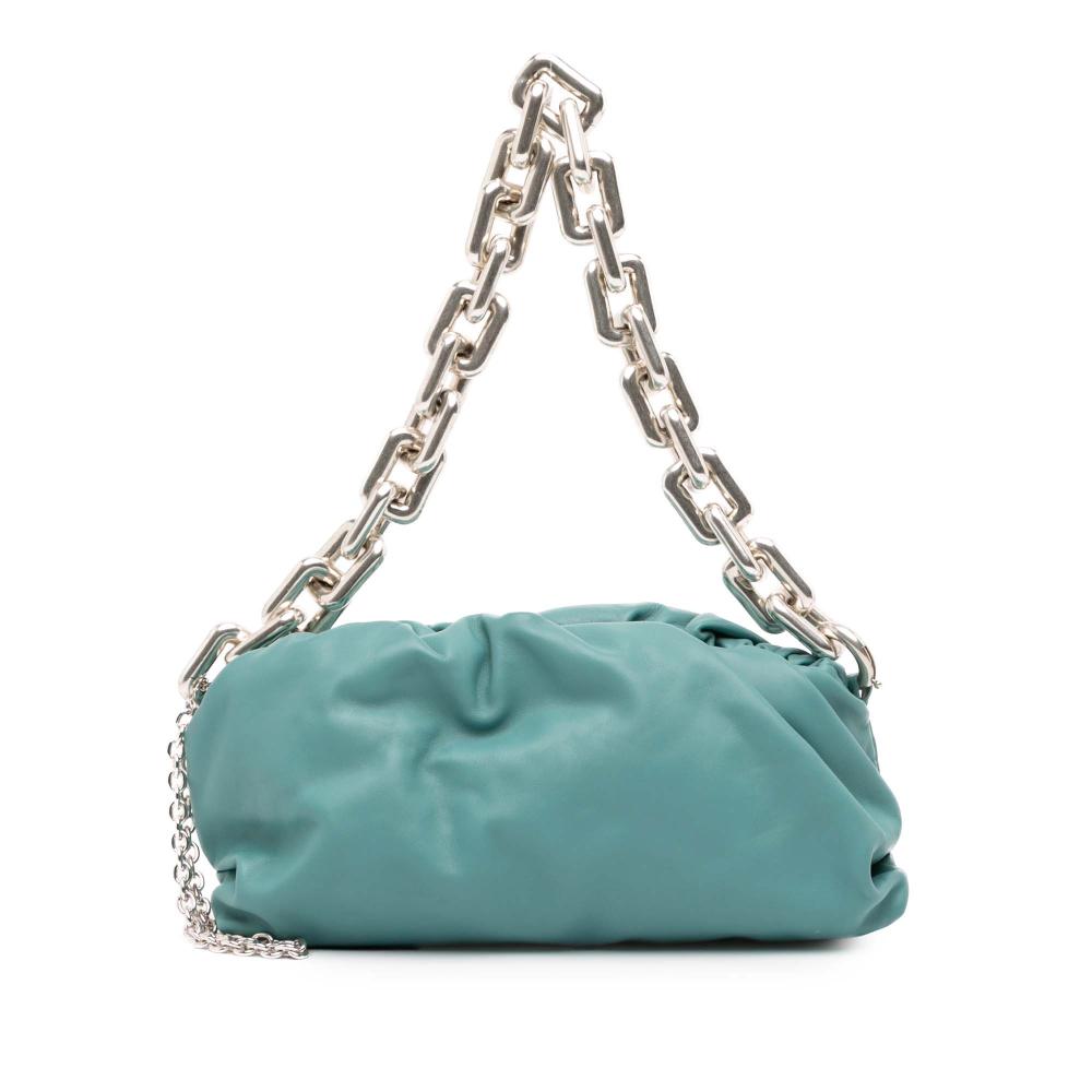 Bottega Veneta AB Bottega Veneta Blue Light Blue Lambskin Leather Leather Lambskin Chain Pouch Italy