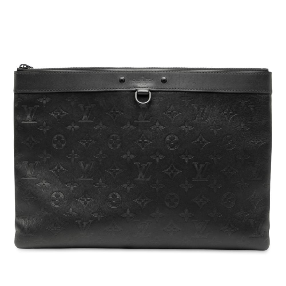 Louis Vuitton B Louis Vuitton Black Calf Leather Monogram Shadow Discovery Pochette Spain