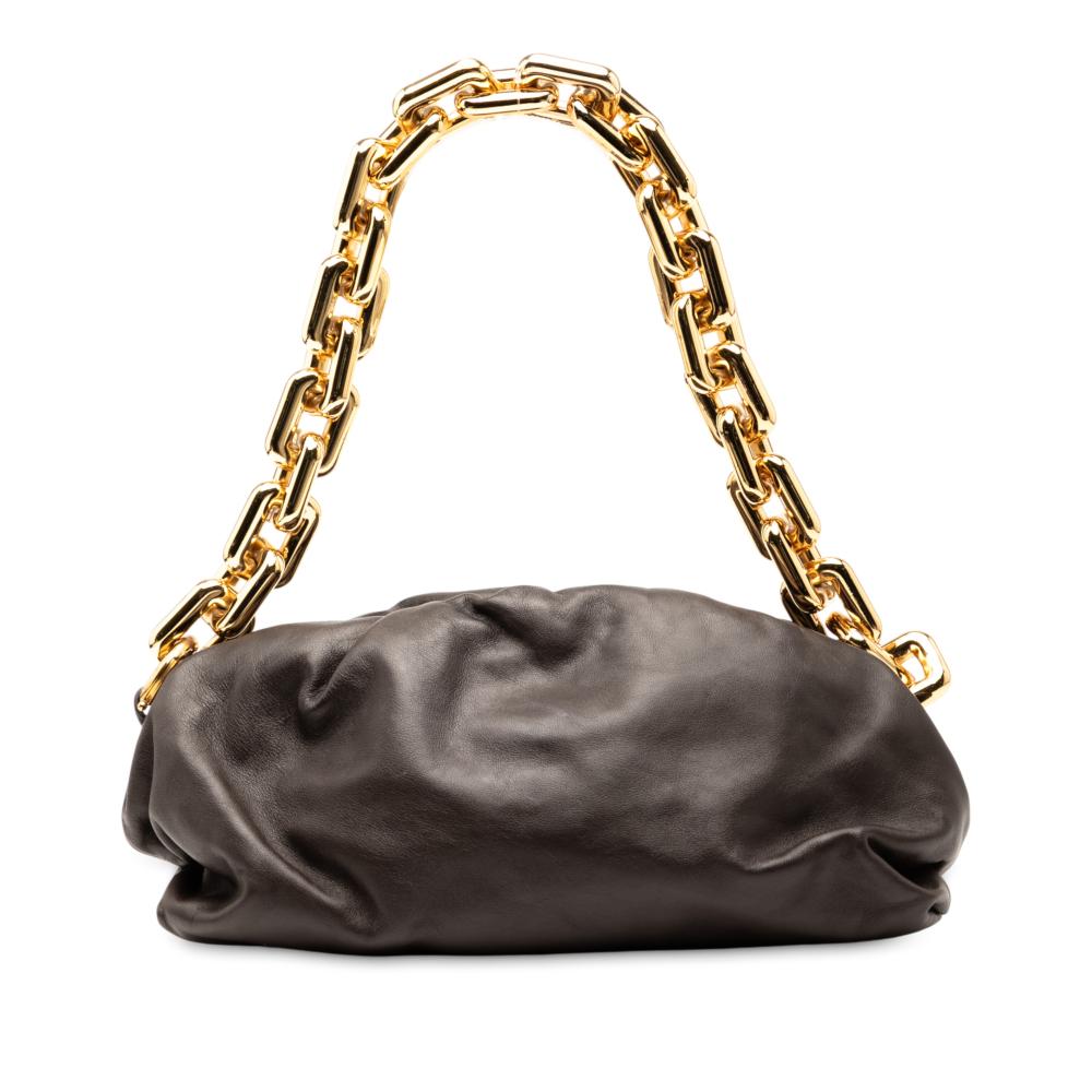 Bottega Veneta AB Bottega Veneta Brown Dark Brown Lambskin Leather Leather Lambskin Chain Pouch Italy