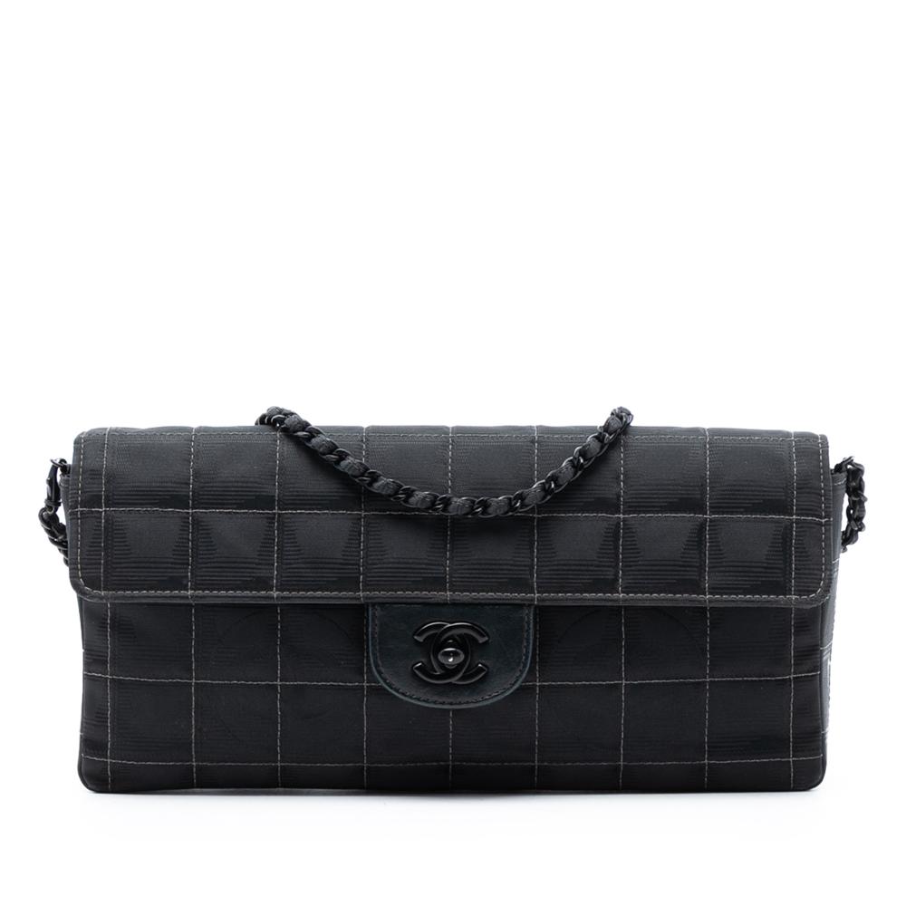 Chanel AB Chanel Black Nylon Fabric New Travel Line East West Flap France