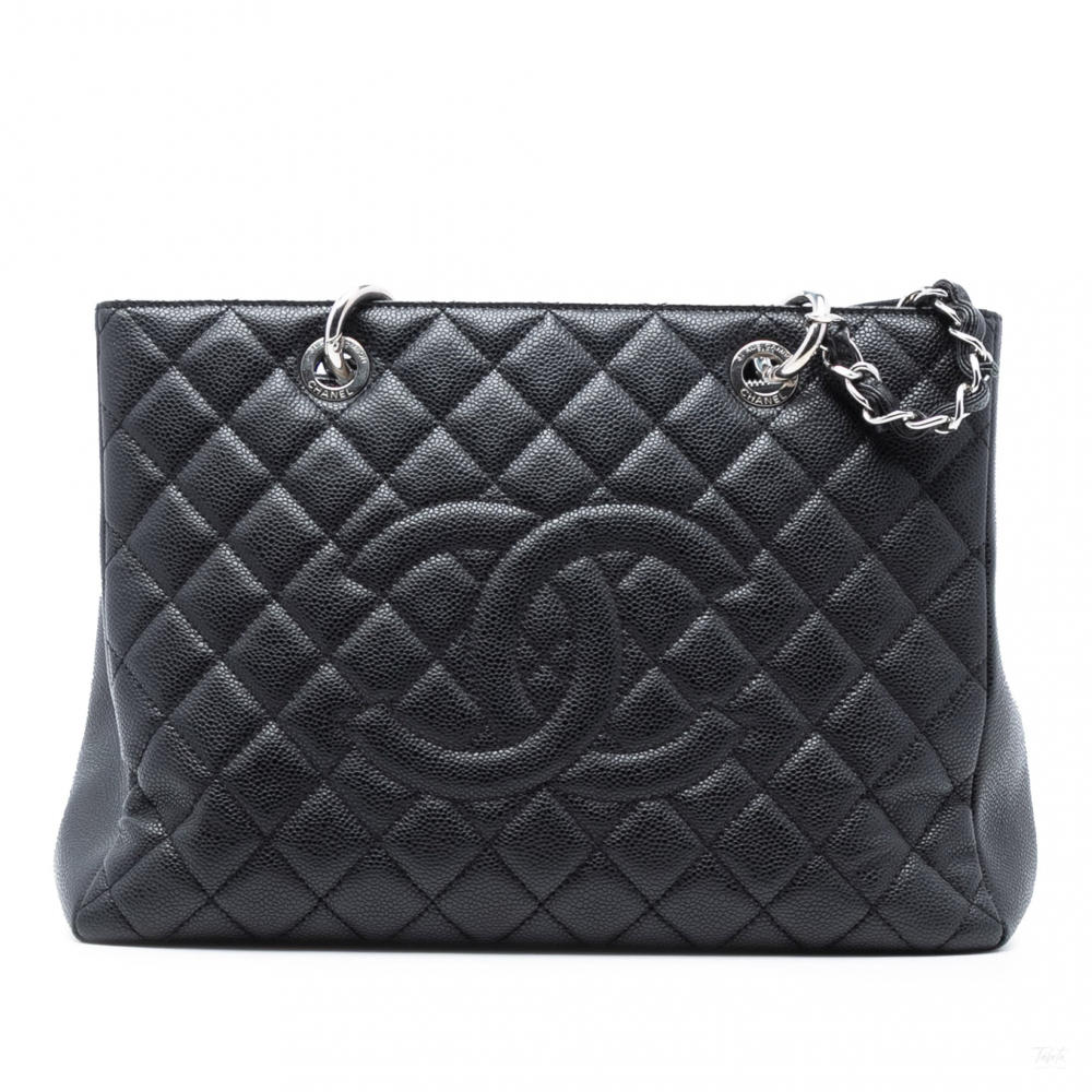 Chanel GST Quilted Caviar Leather Shopper Bag Black