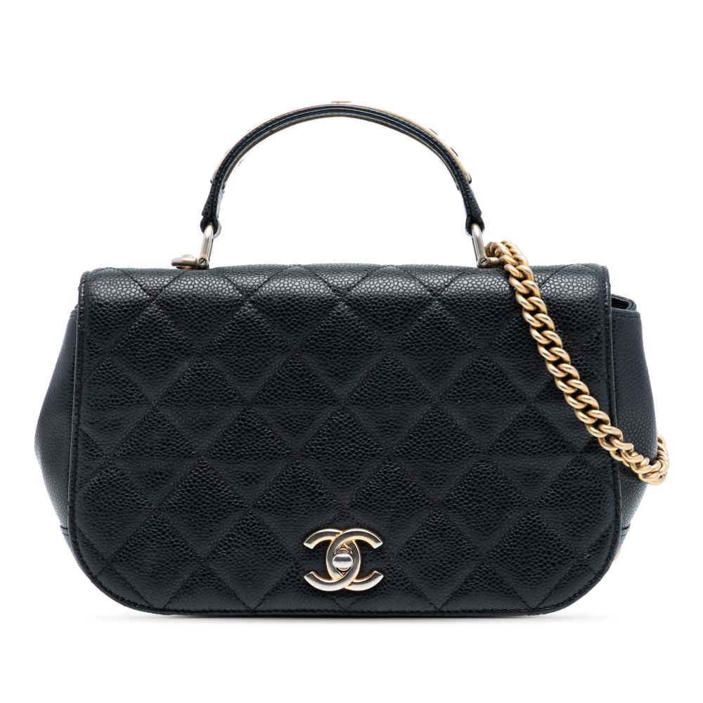 Chanel AB Chanel Black Caviar Leather Leather Small Quilted Caviar Carry Around Flap Italy