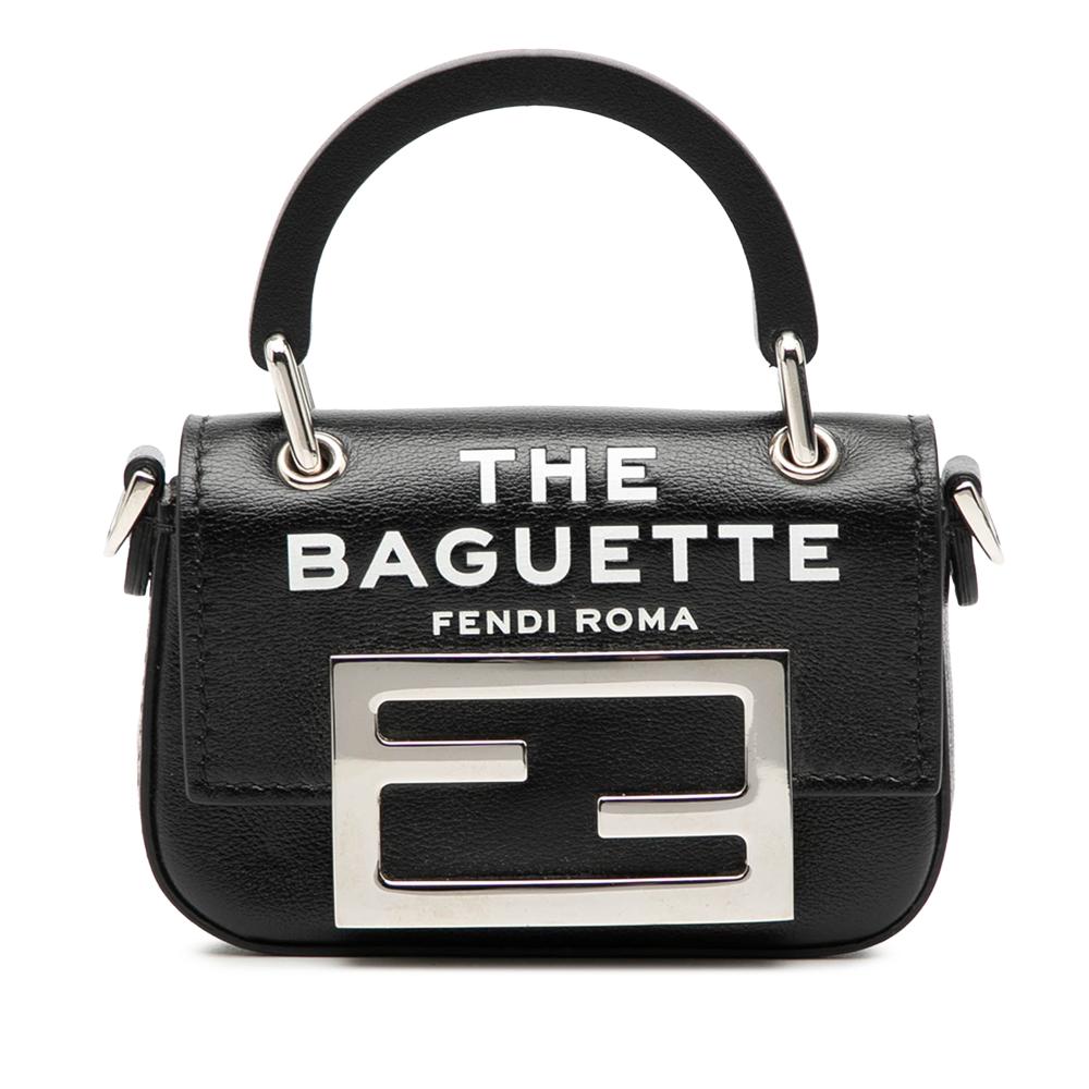 Fendi AB Fendi Black Calf Leather Nano Maxi Handle Baguette Italy