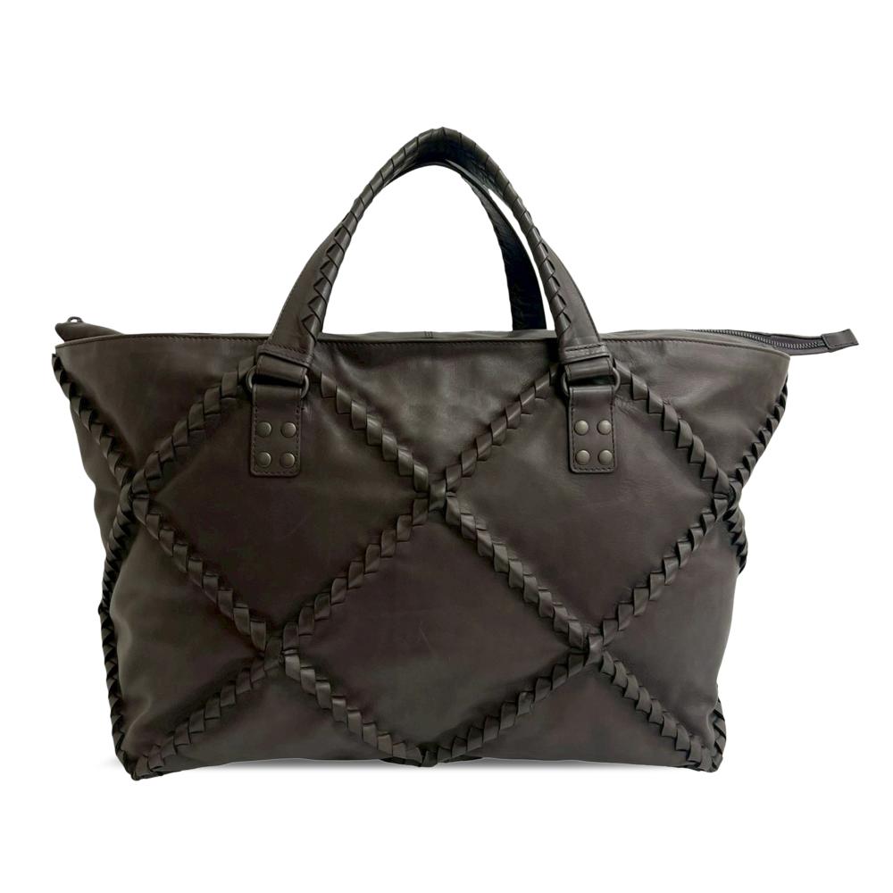 Bottega Veneta AB Bottega Veneta Brown Dark Brown Nappa Leather Leather Nappa Diamond Intrecciato Tote Italy
