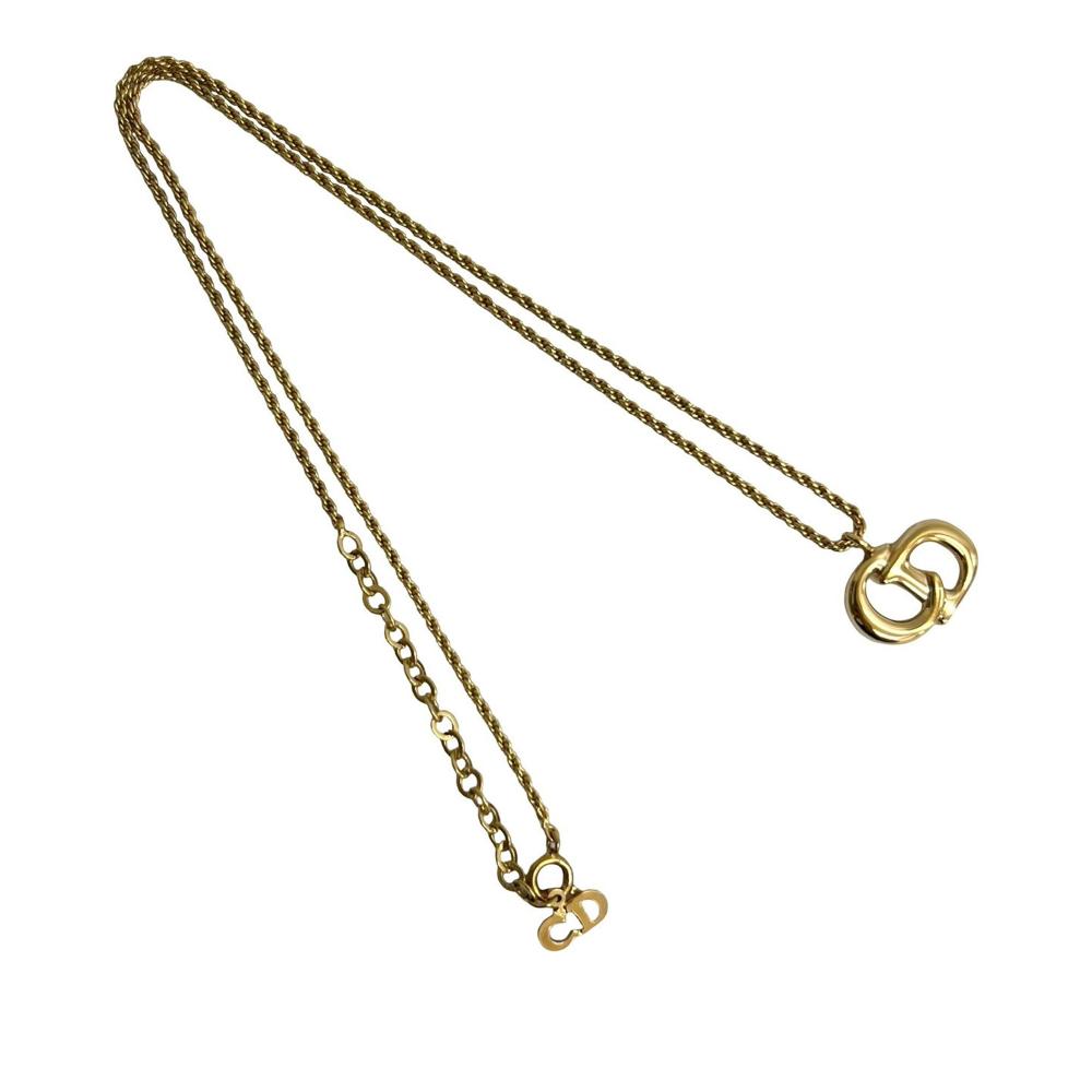 Christian Dior AB Dior Gold Gold Plated Metal CD Logo Pendant Necklace Germany