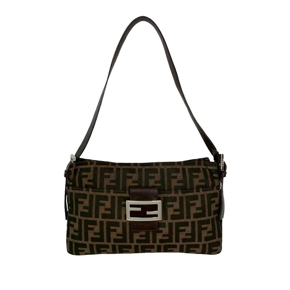 Fendi B Fendi Brown Canvas Fabric Zucca Shoulder Bag Italy
