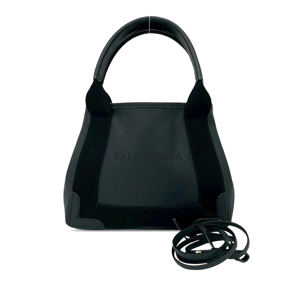 Balenciaga AB Balenciaga Black Calf Leather skin Perforated Navy Cabas Tote XS Italy
