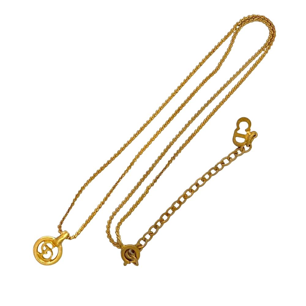 Christian Dior B Dior Gold Gold Plated Metal CD Logo Pendant Necklace France