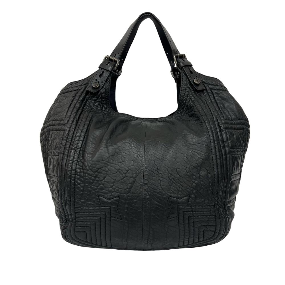 Givenchy AB Givenchy Black Lambskin Leather Leather Crinkled Lambskin Padded Stitch Sacca Hobo France