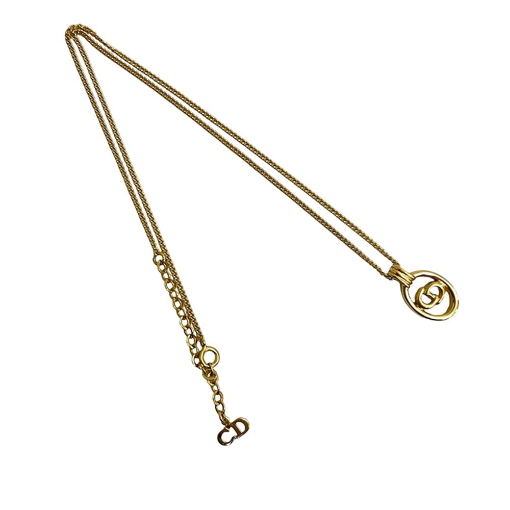 Christian Dior AB Dior Gold Gold Plated Metal CD Logo Pendant Necklace France