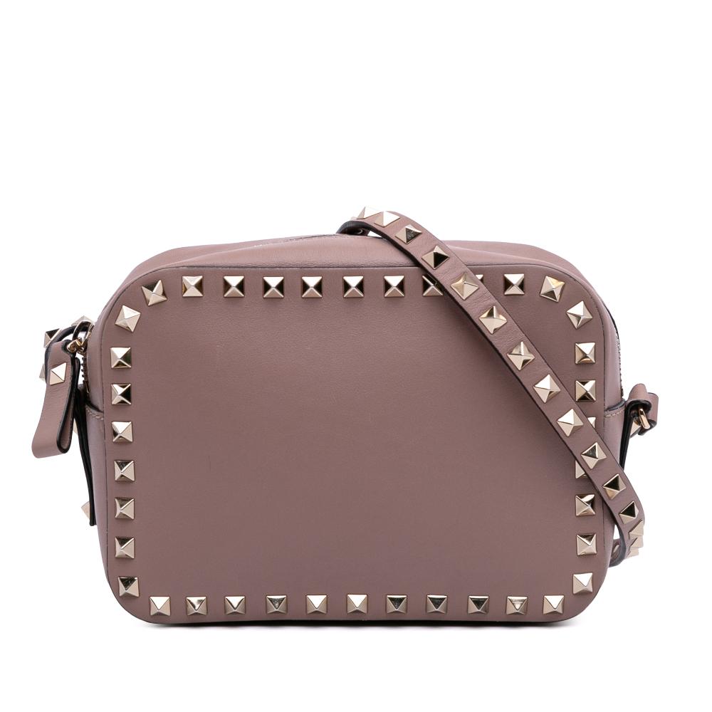 Valentino B Valentino Pink Lily Calf Leather Rockstud Camera Bag Italy