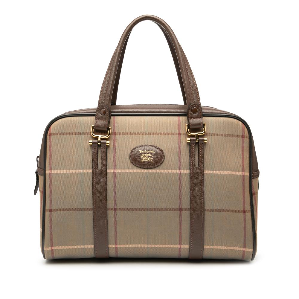 Burberry B Burberry Brown Light Brown Canvas Fabric Vintage Check Handbag United Kingdom