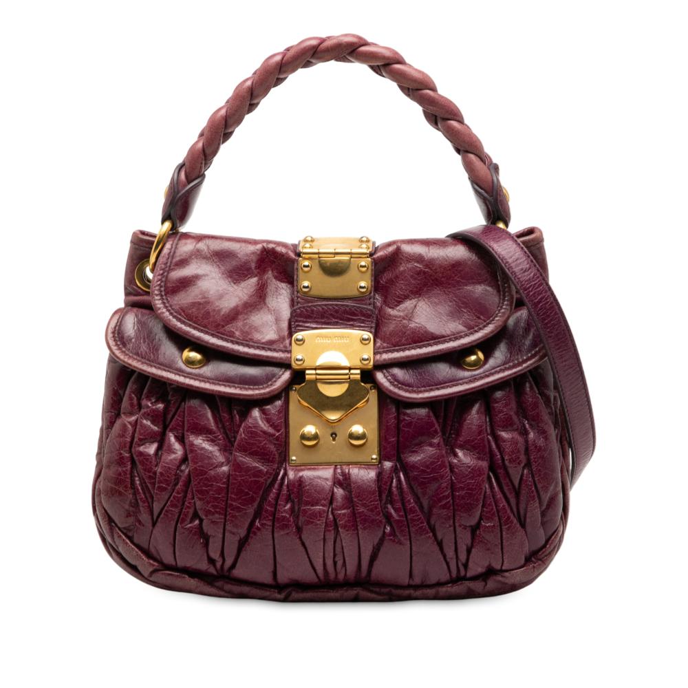 Miu Miu B Miu Miu Red Burgundy Nappa Leather Leather Matelasse Nappa Coffer Satchel Turkey