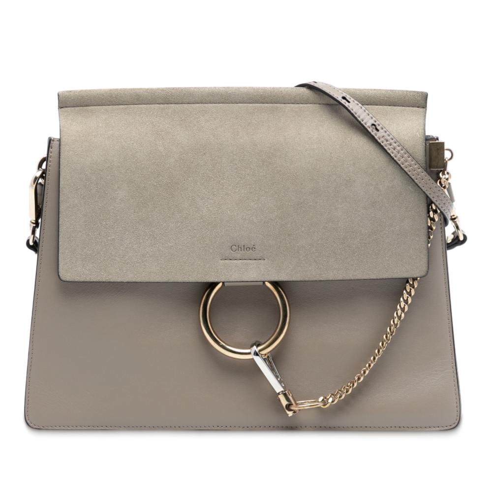 Chloé B Chloé Brown Taupe Calf Leather Medium skin and Suede Faye Crossbody Italy