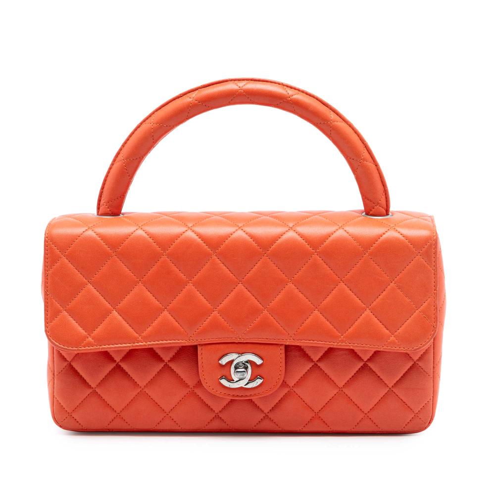 Chanel B Chanel Orange Dark Orange Lambskin Leather Leather Lambskin Parent Kelly Flap France