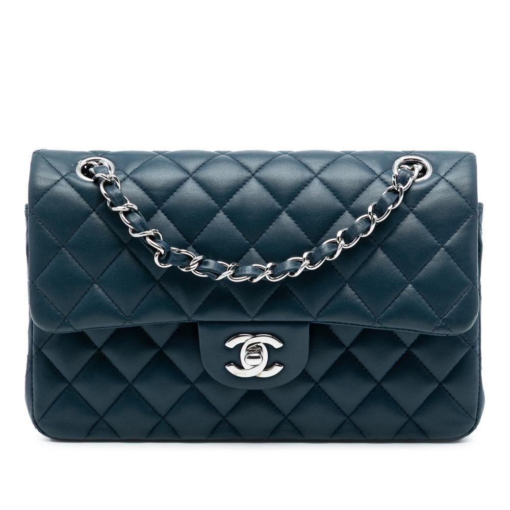 Chanel AB Chanel Blue Dark Blue Lambskin Leather Leather Small Classic Lambskin Double Flap France
