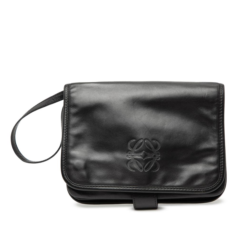 Loewe B LOEWE Black Calf Leather Anagram Clutch Spain