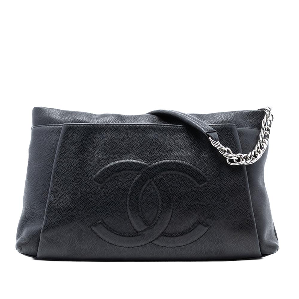 Chanel AB Chanel Black Caviar Leather Leather CC Caviar Tuck Tote France