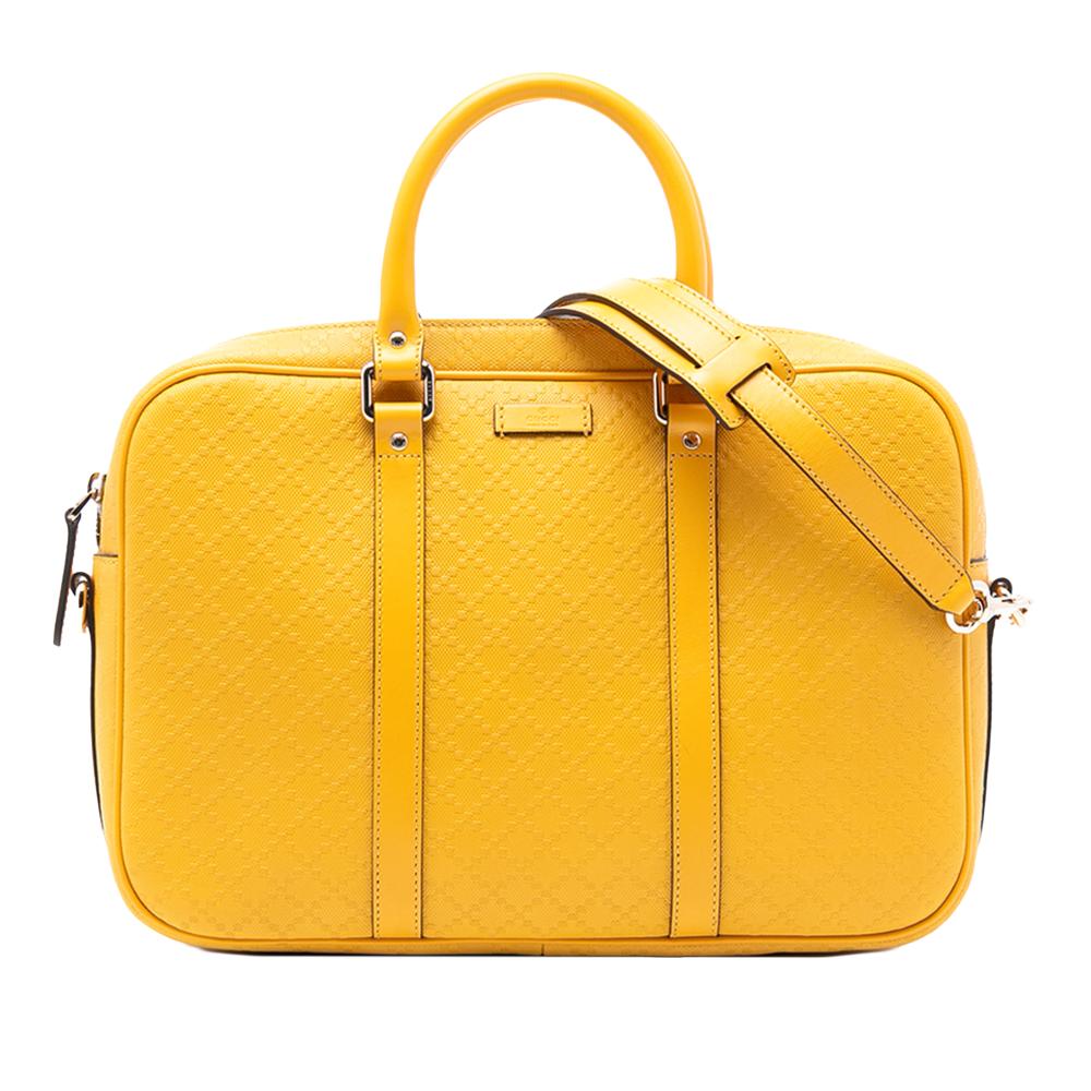 Gucci AB Gucci Yellow Calf Leather Medium Diamante Bright Business Bag Italy