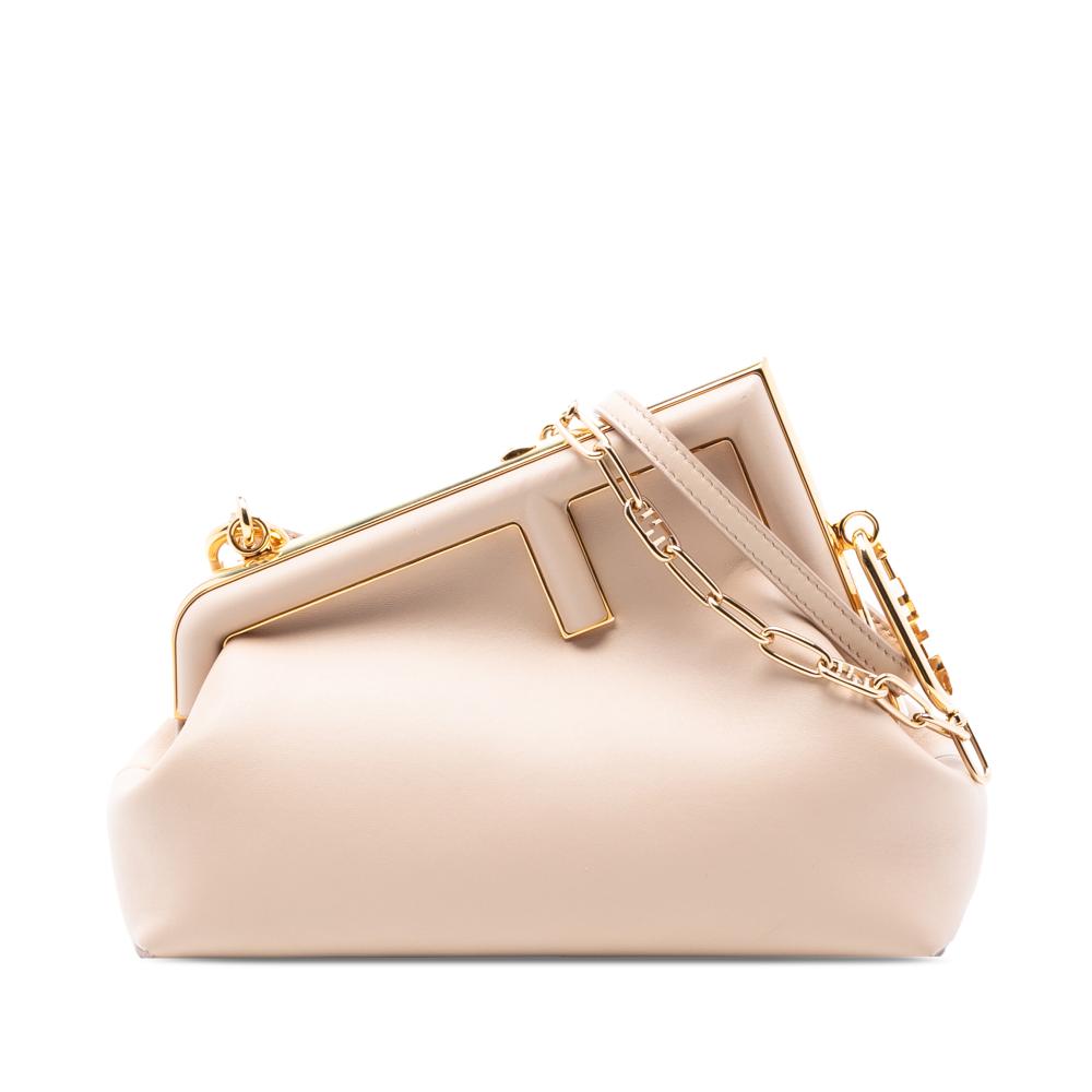 Fendi AB Fendi Brown Light Beige Nappa Leather Leather Small Nappa Fendi First Crossbody Italy