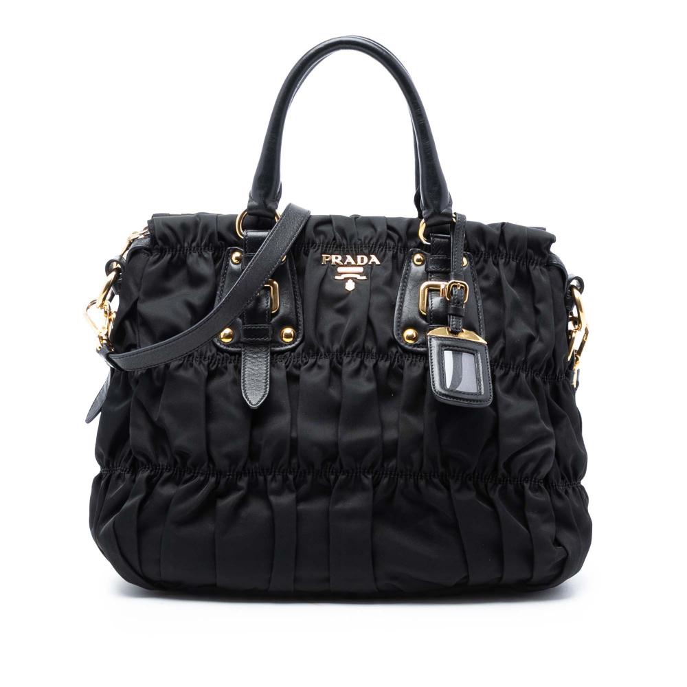 Prada AB Prada Black Nylon Fabric Tessuto Gaufre Satchel Italy