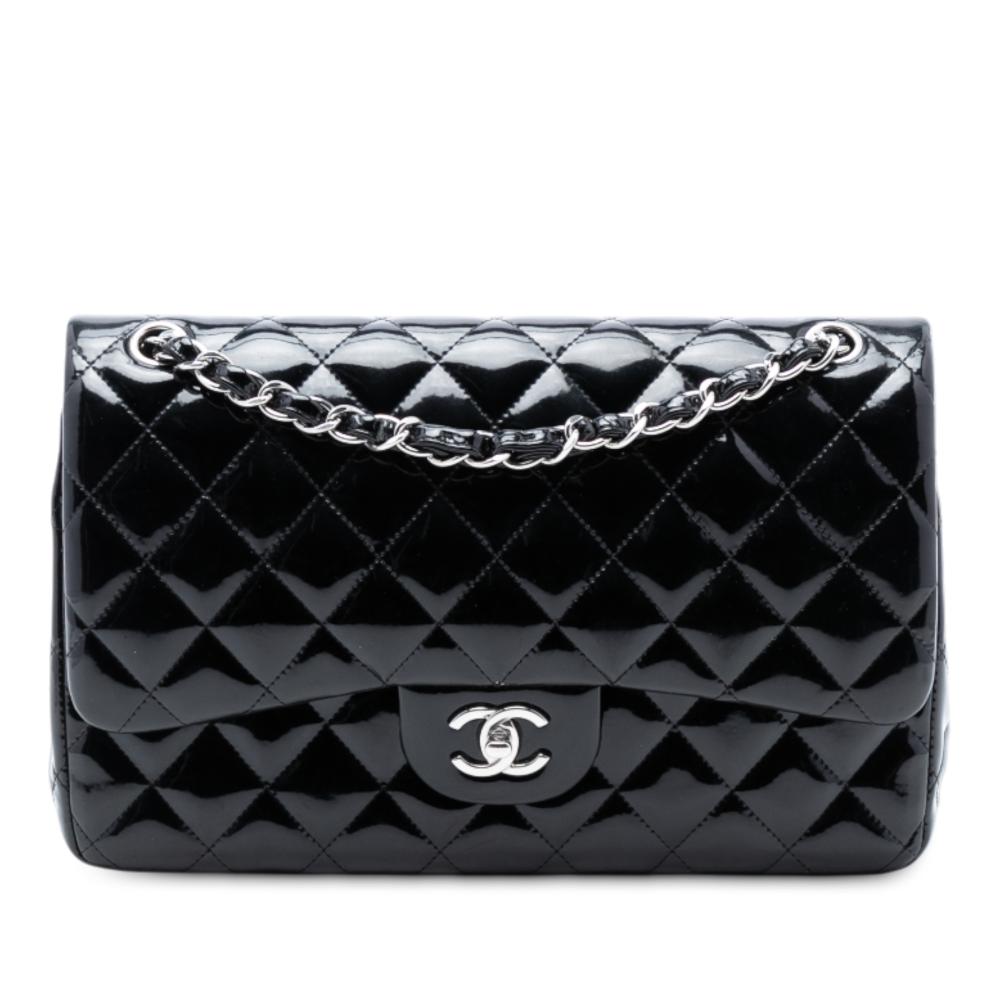 Chanel AB Chanel Black Patent Leather Leather Jumbo Classic Patent Double Flap Italy