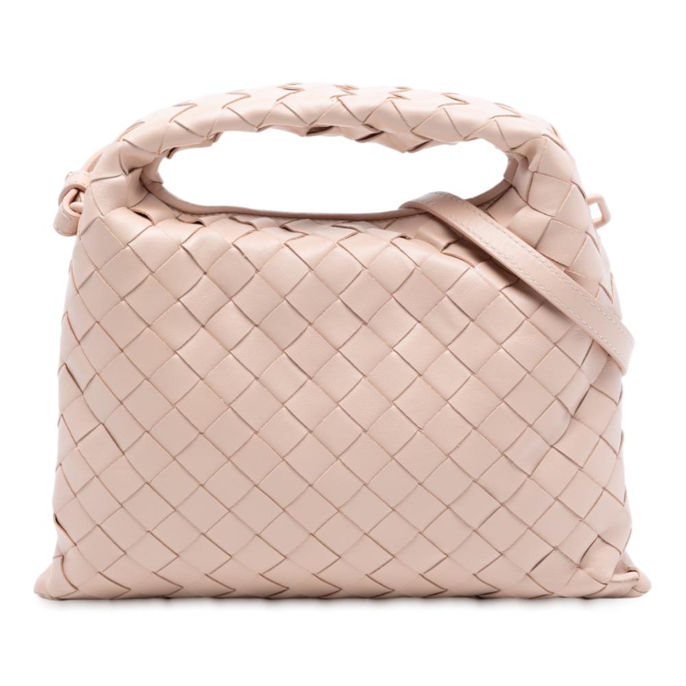 Bottega Veneta AB Bottega Veneta Pink Light Pink Calf Leather Mini skin Intrecciato Hop Satchel Italy